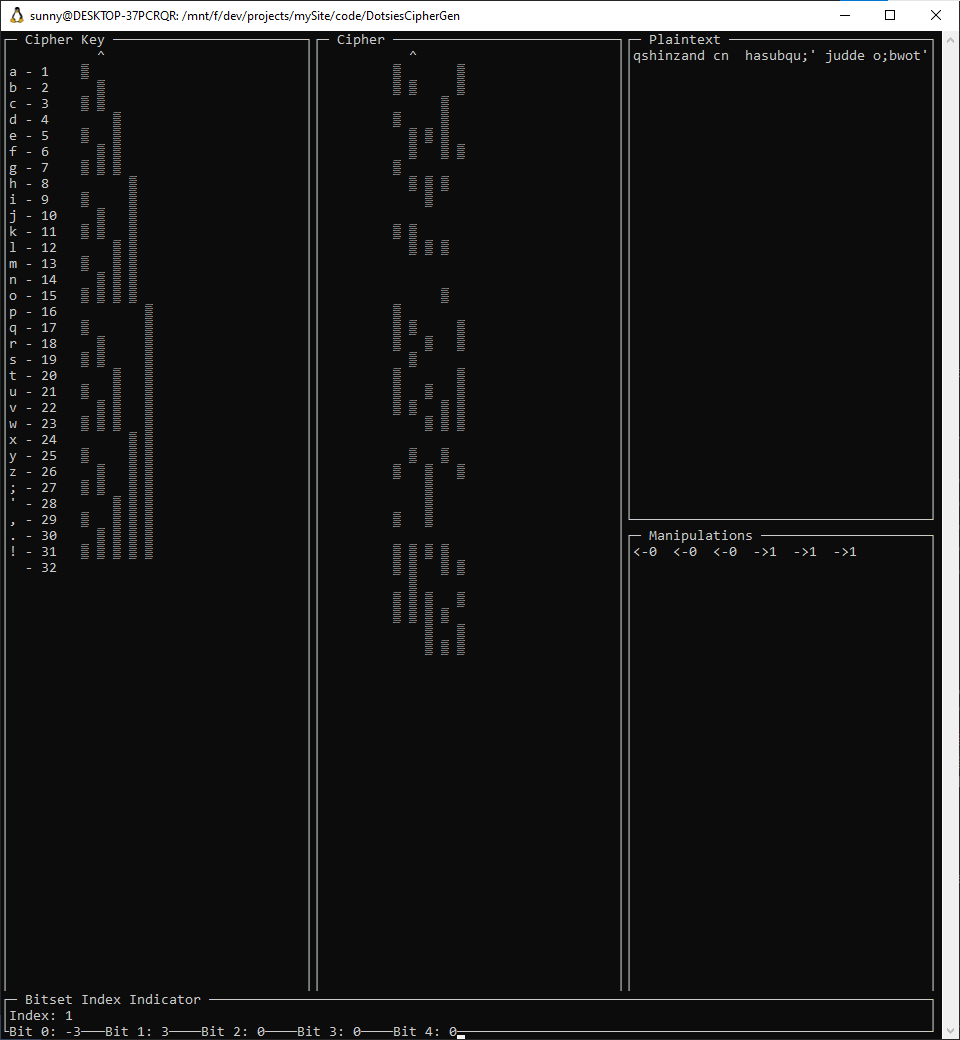 DotsiesCipherGen Console Interface